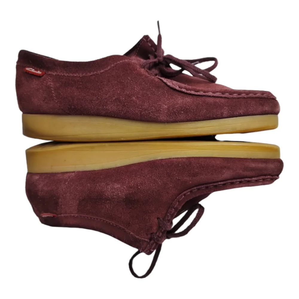 Clarks Originals Wallabee Low Burgundy Suede Moc Toe Shoes